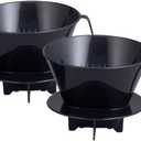 Fino Pour-Over Coffee Brewing Filter Cone, Number 4-Size, Black, Brews 8 to 12-Cups, Set of 1