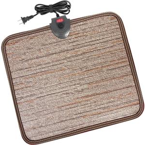 Heated Floor Mat Under Desk for Foot Warmer - Wider 110V Adjustable Temperature Electric Heating Pad - Carbon Crystal & Energy Saving Feet Warmers for Office,Home (Brown Carpet Pattern)