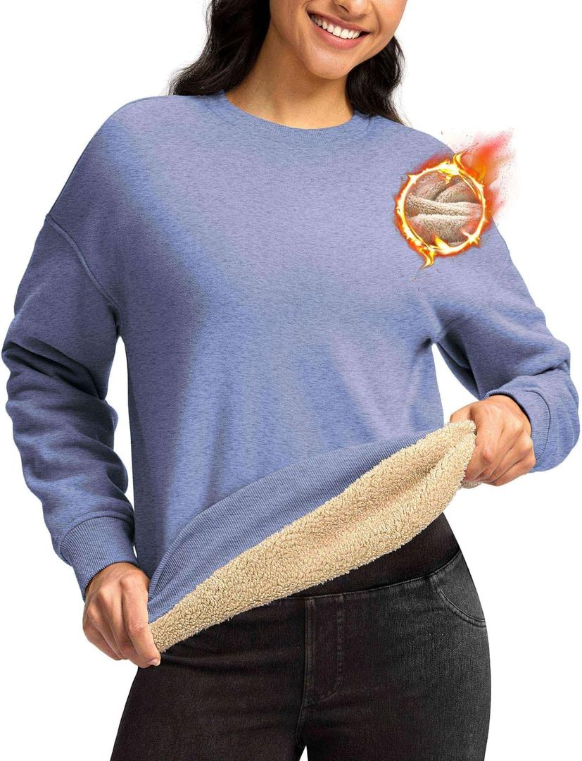 G Gradual Sherpa Sweatshirt for Women Fleece Sweatshirts Crewneck Pullover Warm Sweaters for Winter (White, XXL)