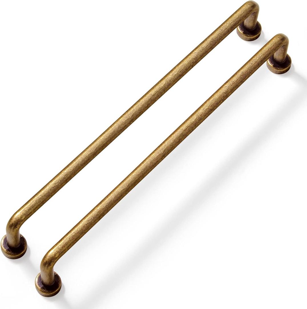 Set of 12, 7 9/16 Inches Center to Center SleekTouch Antique Brass Cabinet Pulls - Contemporary Handles for Kitchen and Bathroom Cabinets Zinc Alloy Made Hardware