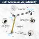 PDPBath Shower Extension Arm, 16" Upgrade Solid Brass Shower Head Shower Head Extender, Adjustable Height Extended with G1/2 Universal Connection for Rain & Handheld Shower Head - Chrome