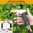 FANHAO Garden Hose Nozzle, 100% Heavy Duty Metal Spray Nozzle High Pressure Water Nozzle with 4 Patterns for Watering Garden, Washing Cars and Showering Pets - Full Brass Nozzle & Non-Slip Grip