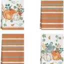 Pack of 2, XCHI Fall Pumpkin Striped Dish Towels 18x26 Inch Hand Kitchen Towels Dishcloth Home Decorations Set of 4