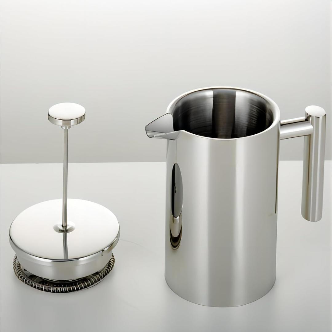 French Press Coffee Maker, 12 Oz Stainless Steel, Triple Mesh Filter, Double Wall Insulated, for Coffee & Tea, Portable for Home, Office, Camping & Travel