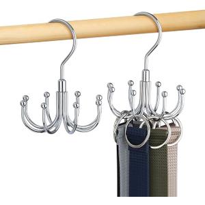 Belt Hanger, Rotatable Belt Organizer for Closet, Accessories Rack, Space Saving Hanging Holder Storage Hook (1 Pack, Silver)