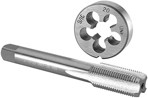 Burkit 9/16"-20 UN Tap and Die Set, 9/16 x 20 UN Machine Thread Tap and Round Die Right Hand