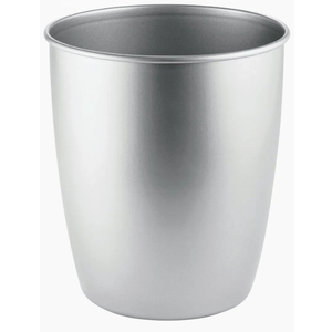 mDesign Round Metal Small 1.7 Gallon Recycle Trash Can Wastebasket, Garbage Container Bin for Bathrooms, Kitchen, Bedroom, Home Office - Durable Stainless Steel - Mirri Collection - 1 Pack - Chrome