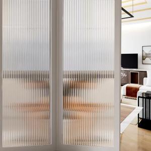 Window Privacy Films, Translucent Decorative 3D Window Sticker; Static Cling Window Covering for Sun Blocking No Glue Frosted Vinyl Glass Paper for Door, Anti-UV, Home Security (Ripples, 17.7"x78.7")