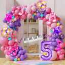 2 x 9Pcs Kpop Birthday Decorations - Kpop Music Balloons Hot Pink Music Note Balloons - 40 Inch Purple Number 5 Balloon for Disco Party Decor - K pop Music Themed Birthday Party Decorations
