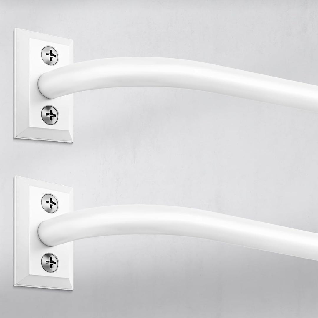 Hei!Dear 2 Pack Blackout Curtain Rod for Windows 48 to 84 inch (4-7Ft), Wrap Around Room Darkening Curtain Rods, 5/8" Samll Adjustable Modern Decorative Window rod,White