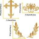 IDONGCAI Golden Embroidered Patch Set of 6, Floral Leaf Cross Iron-On or Sew-On Appliques, Vintage Gold Embroidery Patches for Jackets, Jeans, Hats, Bags, Clothing Repair & DIY Craft Decoration