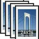 Wiscet 24x36 Poster Frame Set of 4, Display Picture 20x30 with Mat or 24 x 36 without Mat, Photo Frame for Horizontal or Vertical Wall Display, Black