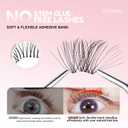 GAQQI Self Adhesive Eyelash Clusters, Volume No Glue Lashes 10-16mm, No Band Self Adhesive Lash Clusters 120pcs, Press On Lashes Invisible Band, With Lash Tweezer (CLASSIC)