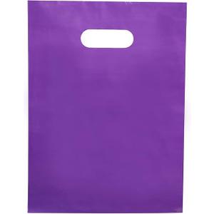 Merchandise Bags Purple Color 100 Count 9"x12" Size 1.5Mil With Handles