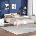 Bamboo Wood Bed Frame 14 Inch Full Size Platform Bed with Non-Slip Slats Support, No Box Spring Needed, Smooth Finish Bed with Under Bed Storage for Bedroom, Dorm, Hotel, Natural