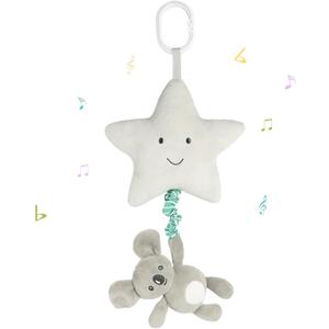 Baby Hanging Musical Toy With Music Box, Lullaby Pull Sensory for Babies Boys and Girls, Clip On Infant Pram Pushchair Cribs Strollers Car Seats, Star