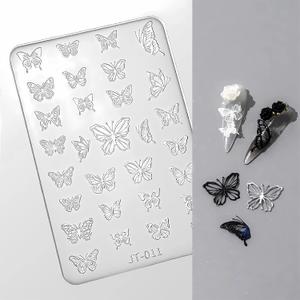 3 x Nail Art Silicone Molds 3D Nail Art Mold Multi-Shape Butterfly Embossed Silicone Molds Suitable for DIY Nail Art Decoration