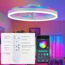 RGB Ceiling Fans with Lights, 20" Fandelier Low Profile Ceiling Fan with Light, Modern Flush Mount Ceiling Fan Light with Remote/APP Control, Bedroom Chandelier Fan Fixture for Indoor(White)