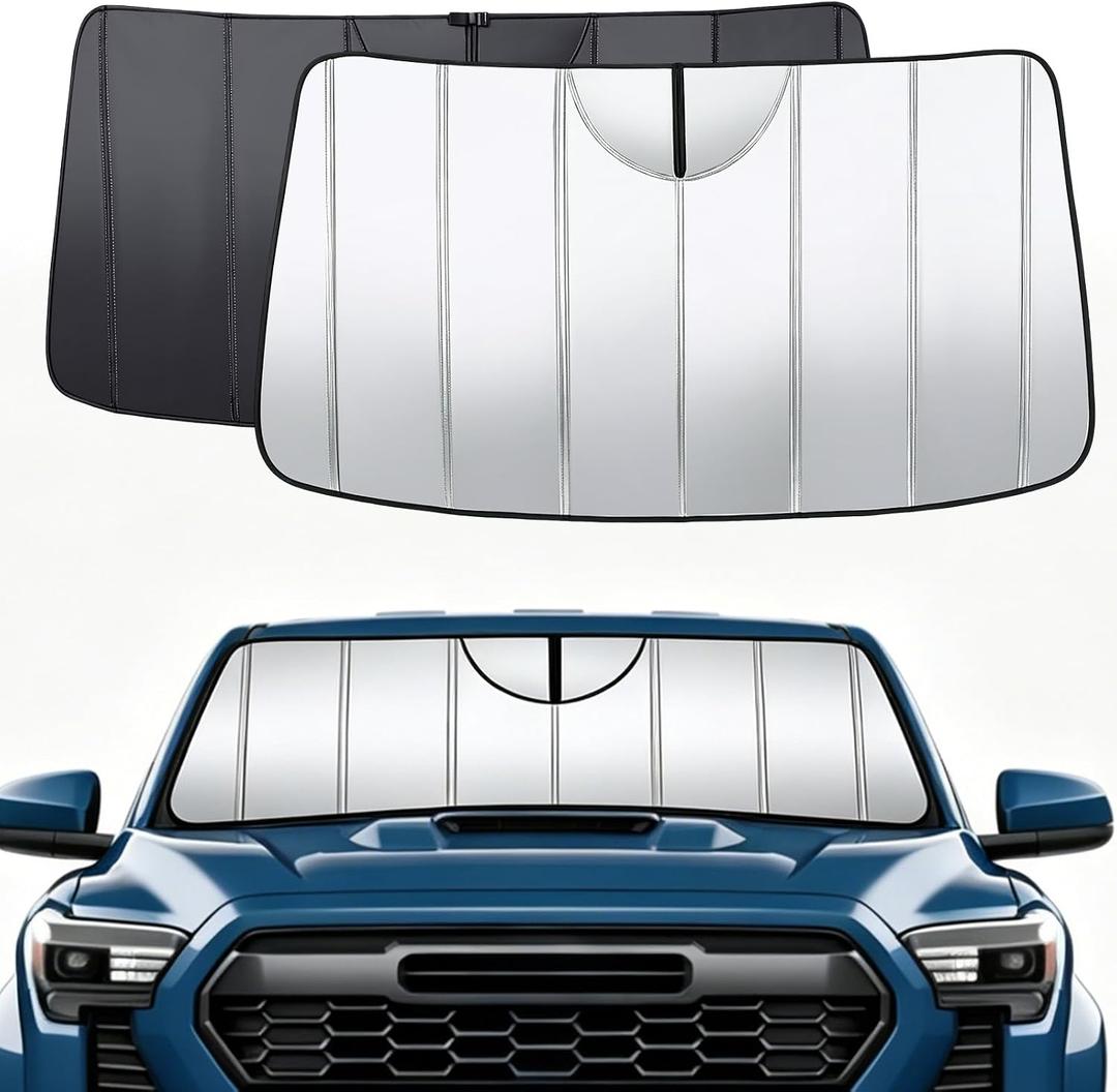 Windshield Sun Shade for Toyota Tacoma 2026 2025 2024, Custom Fit Foldable Front Window Sunshade Sun Visor Protector, Blocks Heat & UV Rays Maintain Cool Interior Accessories
