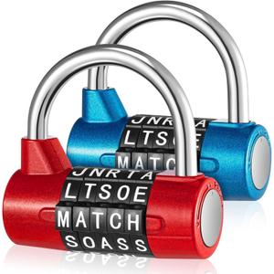 Shimeyao 2 Pcs 5 Letter Combination Lock Metal 5 Digit Lock Heavy Duty Word Gym Locker Keyless Resettable Safety Padlock for School Gym Locker Toolbox Hasp Cabinet(Blue, Red)