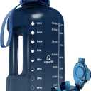 AQUAFIT 1 Gallon Water Bottle with Time Marker - Straw & Chug Lid - BPA Free Gym Water Bottle with Straw - Big Gallon Jug (Nebula, 128 oz - 2in1 Lid)