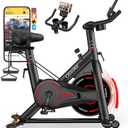 Exercise Bike, CHAOKE Quiet Adjustable Magnetic Resistance Stationary Bike for Home Cardio with App Compatible, 350LB Weight Capacity Indoor Cycling Bike with Comfortable Seat & Digital Display (PRO Upgraded Magnetic + App Compatible -Black Red)
