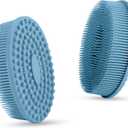 Silicone Body Scrubber - Dual-Sided for Scrubbing & Massaging, Exfoliating Body Scrubber Loofah for Women (Blue)