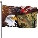 Statue of Liberty Flag Outside, Rustic Constitution Flags 3x5 Ft, Vintage American Bald Eagle Flags For Outdoor, Double Printed 4th Of July Flag Patriotic Memorial Independence Banner