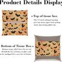 Halloween Bats Leather Tissue Box Cover, Tissue Box Cover Square, Decorative Facial Paper Organizer for Bathroom, Vanity, Home Office Car Decorations - A04