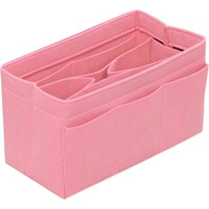 DailyPlus Purse Organizer Insert Felt Bag Organizer Handbag Organizer Insert Bag In Bag Organizer for Tote Purse Bag 14 Pockets Pink Medium