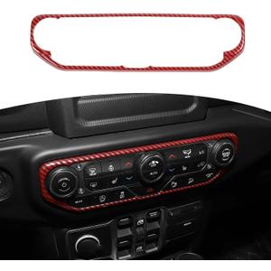 RT-TCZ for Wrangler JL Center Dash AC Switch Cover Trim Frame for Jeep Wrangler JL JLU Gladiator JT 2018-2023 Red Carbon Fiber Interior Accessories