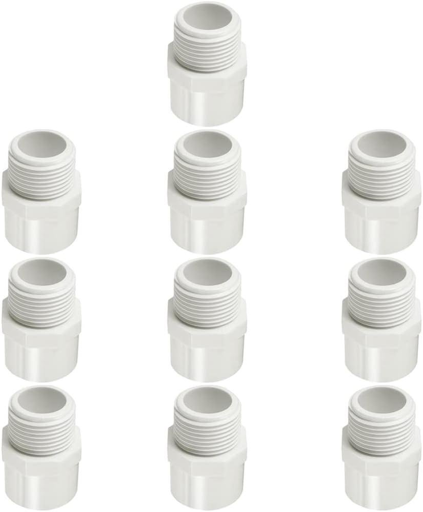 1/2" PVC Pipe Fitting Adapter Connector Union Coupling Schedule 40 (Slip Socket x NPT Male Pipe Thread), Pack of 10