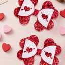 2 x 2 Pack Valentine Glitter Bow Hair Clips for Women, 3.542.56 Inch Heart Pattern Hair Bows Clips, Sparkly Pink Hair Barrettes for Daily Wear, Party Decor (Red)