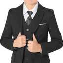Boys Formal Suit 5 Piece Set, Toddler Tuxedos for Wedding, Suits for Teens Boy Dress School Clothes (8, Black)