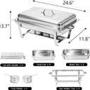 9QT Chafing Dishes for Buffet, 4 Pack Stainless Steel Buffet Servers and Warmers, Rectangular Chafing Dish Buffet Set, Food Warmers for Parties Gatherings Banquet, Buffet, Party, Wedding, Silver