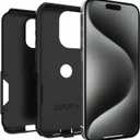 OtterBox iPhone 15 Pro (Only) Commuter Series Case - Black, Slim & Tough, Pocket-Friendly, with Port Protection