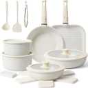 Pots and Pans Set Non Stick 20PCS, Ceramic Cookware Set Detachable Handle Non Toxic Stackable Kithchen Set, Dishwasher Oven Safe Induction Compatiable Frying Pans Pots Skillets, White