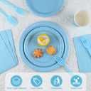 150Pcs Blue Paper Plates Set for 30 Guests - Disposable Plates with 9oz Cups, Dinner Napkins & Forks, Blue Party Supplies for Baby Shower, Birthday, Bridal Shower, Wedding, Gender Reveal