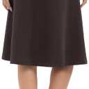 Urban CoCo Women's A-Line Elastic High Waist Flare Work Midi Knee Length Stretchy Skirt (Brown, S)