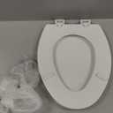 CHURCH Toilet Seat, Easy Clean Hinges Release for Deep Cleans, Durable Enameled Wood Seat, Elongated, White