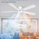 ZMISHIBO 52 Inch Ceiling Fan No Light, Flush Mount Low Profile, Modern White Ceiling Fan Without Light, Remote Control & Quiet DC Motor, for Indoor&Outdoor, Bedroom, Living Room