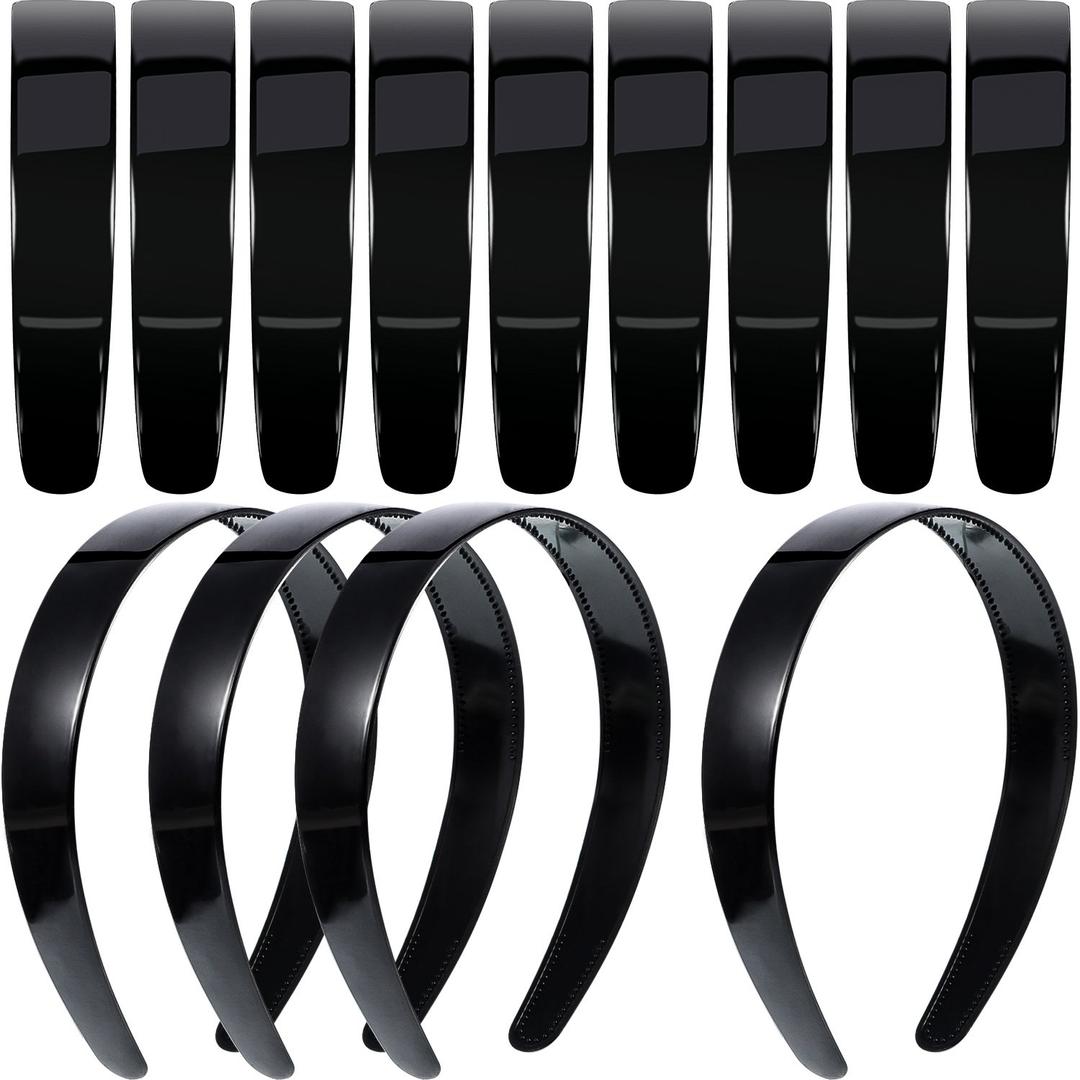 HESTYA 20 Pcs 1 Inch Black Plastic Headbands for Women Plain Craft Hairband with Teeth DIY Hair Accessories Headwear for Graduation Halloween Christmas