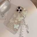 Mint Green Butterfly Case for iPhone 16 Plus with Lace Charm Shockproof Silicone Cover Anti-Scratch Elegant Phone Case & Detachable Lace Accessory for iPhone 16 Plus