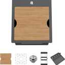 Black Kitchen Sink Workstation, 15x17 In Stainless Steel Drop In Bar Sink Modern Small Single Bowl Kitchen Sink Gift Combo-SS Grid,Colander,Cutting Board,Drain Assembly For Various Kitchen And Bar