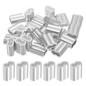 uxcell 5/16" 8mm Aluminum Crimping Loop Sleeve Double Ferrule for Wire Rope Cable Line End, Silver 25pcs
