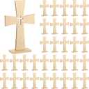 Beeveer 36 Pieces Wood Crosses for Crafts Catholic Wooden Crosses Bulk for Baptism Unfinished Wooden Cross for Centerpieces Wall Decor Wood Standing for First Communion Baptism, 8 x 5 Inch
