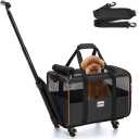 Pet Carrier with Wheels for Cat and Small Dogs: Expandable Airline Approved Rolling Cat Carrier - Cat Carrier Soft for Pets Under 25lbs Travel Plane Trip
