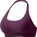 VOYJOY Women Workout Impact Bras Medium Low Support Halter Sports Bras Seamless Open Back Gym Padded Yoga Crop Top (Small, Black Cherry)
