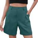 Bettysays Shorts for Women Bermuda Shorts Casual Elastic Waist Wide Leg Shorts with Pockets (Small, A-09 Indigo Blue)