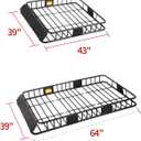 Leader Accessories Roof Rack Cargo Basket Set, Cargo Carrier Bag 15 Cubic Feet Capacity with Car Top Luggage Holder Adjustable Length 43/64 inches Cargo Net 3' x 4' for SUV, Van, Sedan,Jeep